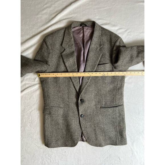 Jordache Men’s Vintage Wool Herringbone Blazer Size 44R Gray Business Academic - Picture 7 of 10